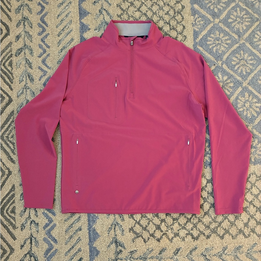 Peter Millar Crown Crafted Pink Quarter-Zip Pullover, Size M